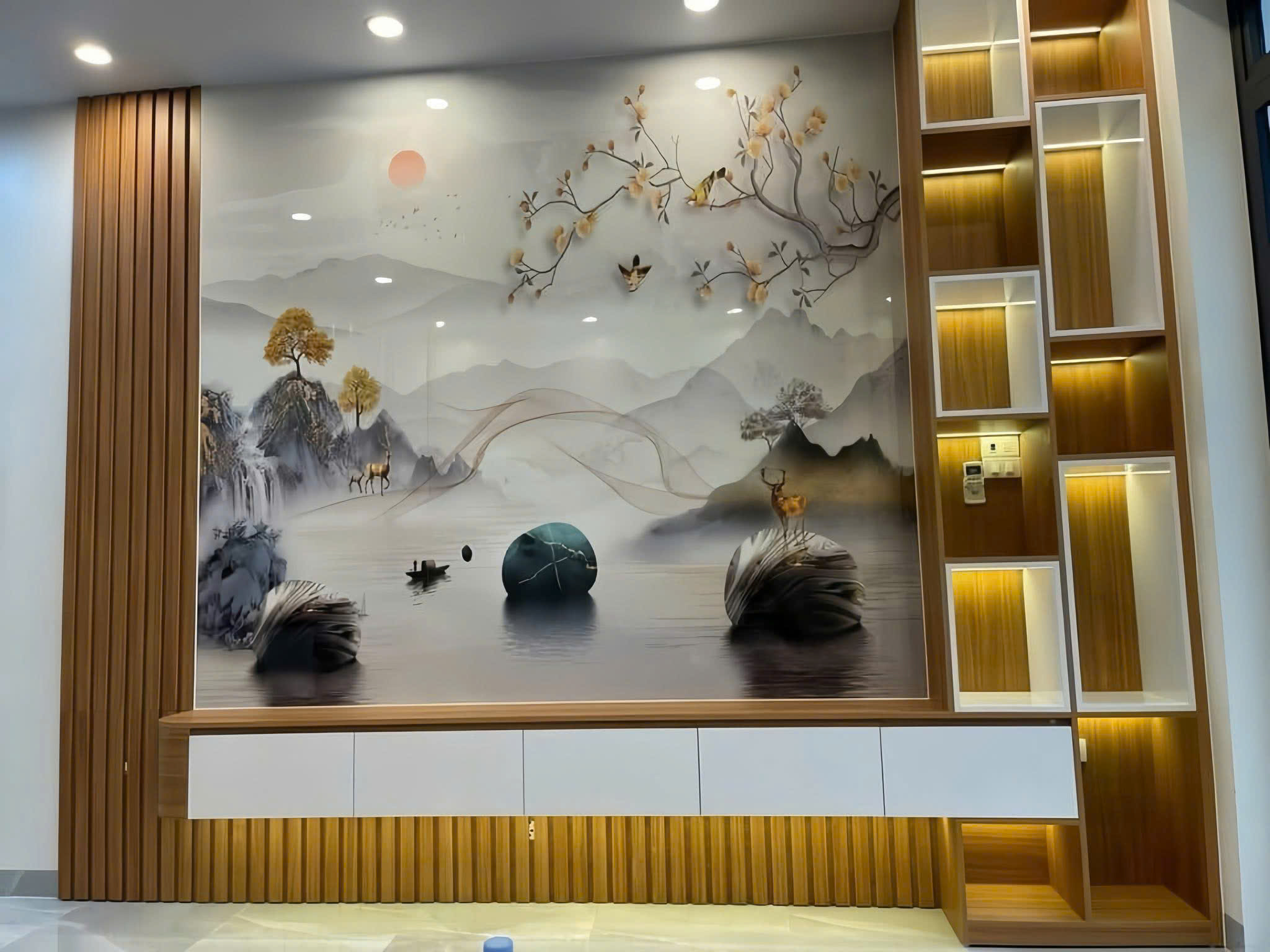 Nâng Tầm Đẳng Cấp Phòng Khách Với Tấm Ốp Lam Sóng: Sang Trọng – Tinh Tế – Khác Biệt